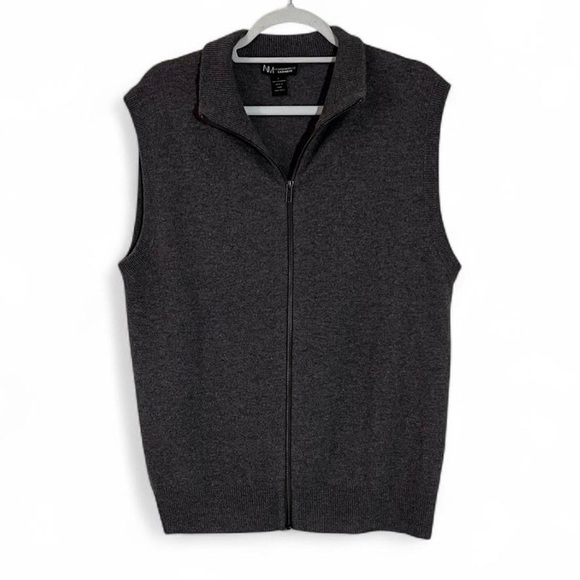 Neiman Marcus 100% Cashmere Dark Grey Zip-Up Vest Size Large - Picture 5 of 6